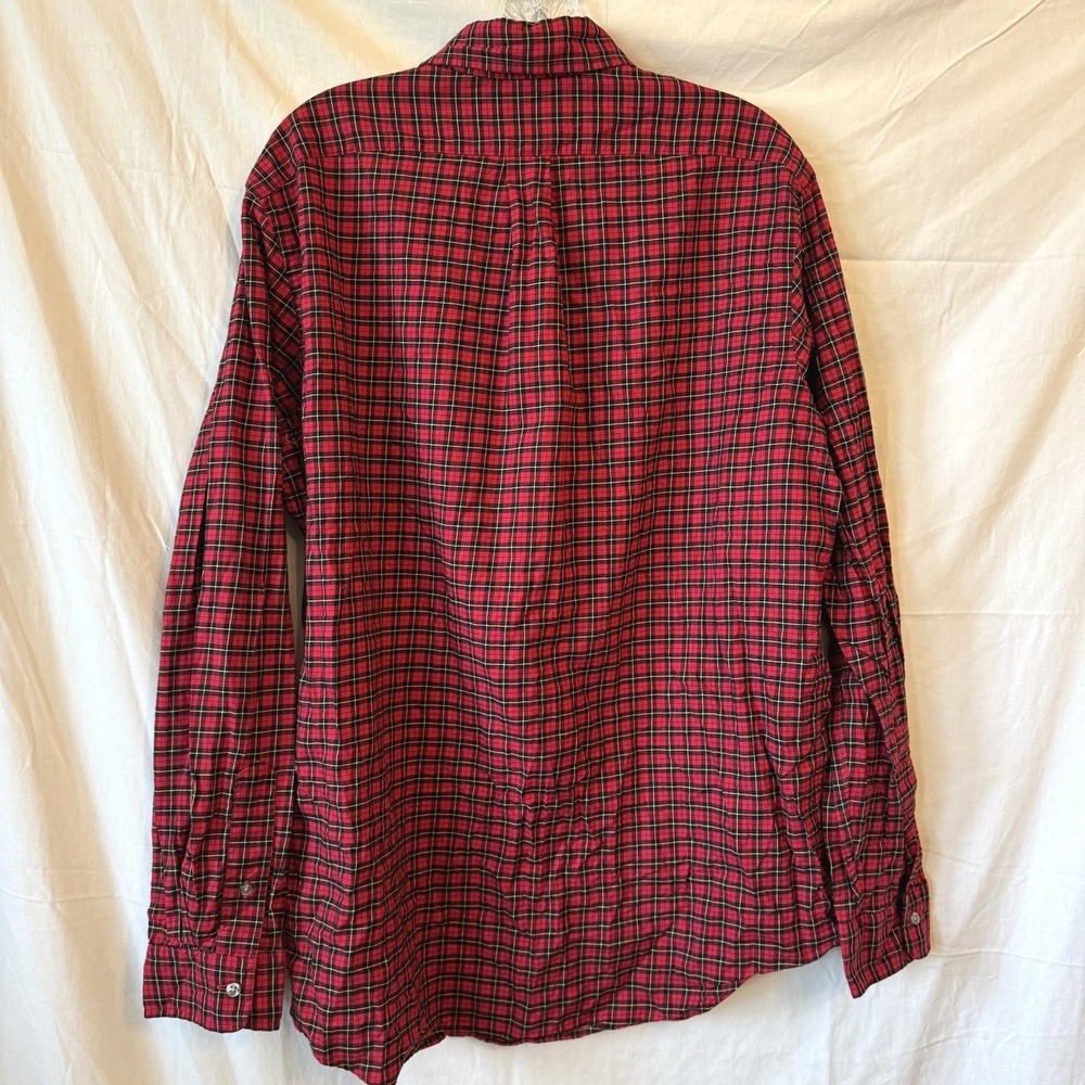Ralph Lauren Button Down Shirt Large Red Black Plaid Classic Fit Long Sleeve - Picture 3 of 8